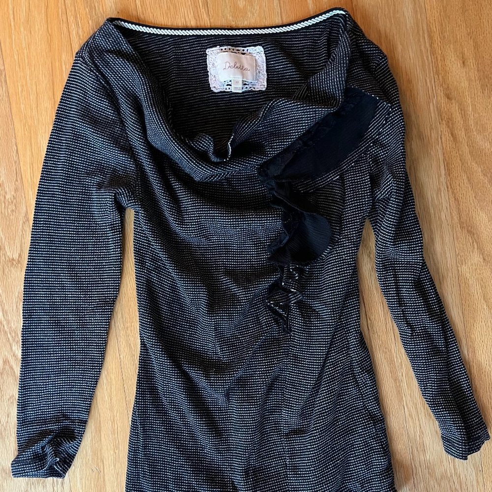 Anthropologie black ruffle detail top